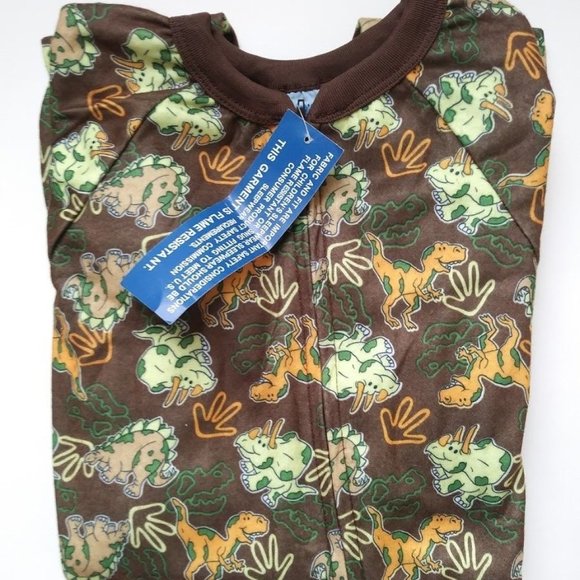 Carter's Pajama Toddler Boys DINO Sleepwear Sleeper Brown Full Zip PJ 7 … - Picture 2 of 8